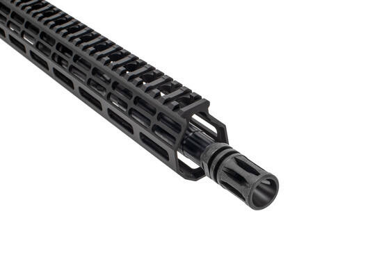 Aero Precision 16in M4E1 Enhanced barreled AR-15 upper is threaded 1/2x28 and topped with an A2 flash hider.